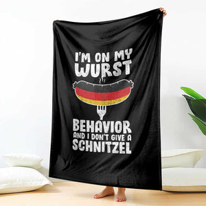 Oktoberfest On My Wurst Behavior Throw Blanket Dont Give Schnitzel Funny German TS10 Print Your Wear