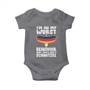Oktoberfest On My Wurst Behavior Baby Onesie Dont Give Schnitzel Funny German TS10 Charcoal Print Your Wear