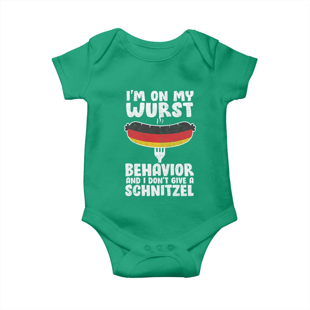 Oktoberfest On My Wurst Behavior Baby Onesie Dont Give Schnitzel Funny German TS10 Irish Green Print Your Wear