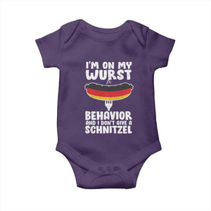 Oktoberfest On My Wurst Behavior Baby Onesie Dont Give Schnitzel Funny German TS10 Purple Print Your Wear