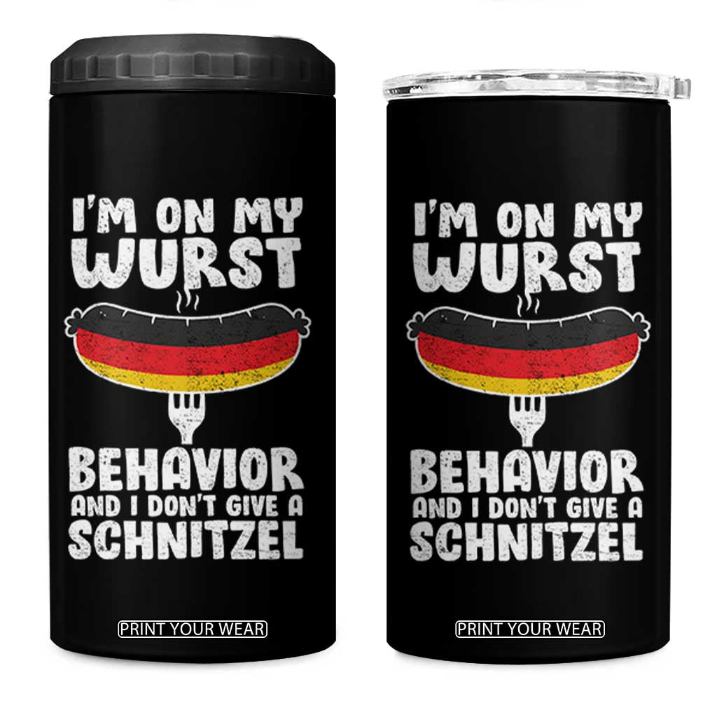 Oktoberfest On My Wurst Behavior 4 in 1 Can Cooler Tumbler Dont Give Schnitzel Funny German TS10 One Size: 16 oz Black Print Your Wear