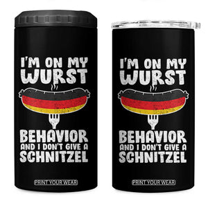 Oktoberfest On My Wurst Behavior 4 in 1 Can Cooler Tumbler Dont Give Schnitzel Funny German TS10 One Size: 16 oz Black Print Your Wear