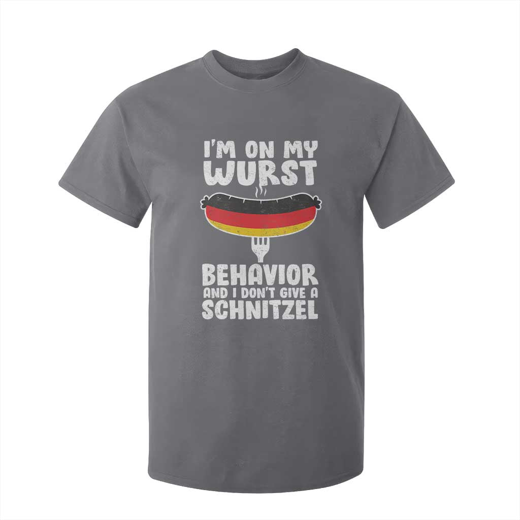 Oktoberfest On My Wurst Behavior T Shirt For Kid Dont Give Schnitzel Funny German TS10 Charcoal Print Your Wear