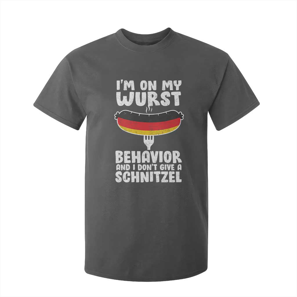 Oktoberfest On My Wurst Behavior T Shirt For Kid Dont Give Schnitzel Funny German TS10 Dark Heather Print Your Wear