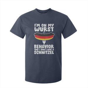 Oktoberfest On My Wurst Behavior T Shirt For Kid Dont Give Schnitzel Funny German TS10 Navy Print Your Wear