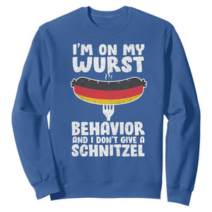 Oktoberfest On My Wurst Behavior Sweatshirt Dont Give Schnitzel Funny German TS10 Royal Blue Print Your Wear