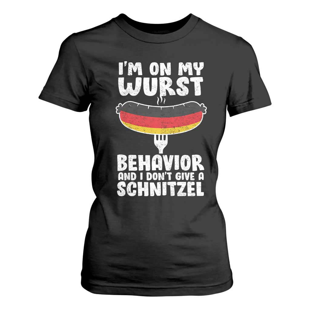 Oktoberfest On My Wurst Behavior T Shirt For Women Dont Give Schnitzel Funny German TS10 Black Print Your Wear