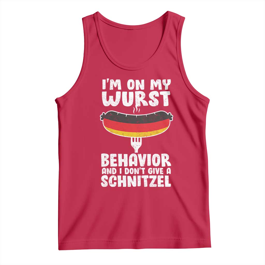 Oktoberfest On My Wurst Behavior Tank Top Dont Give Schnitzel Funny German TS10 Red Print Your Wear