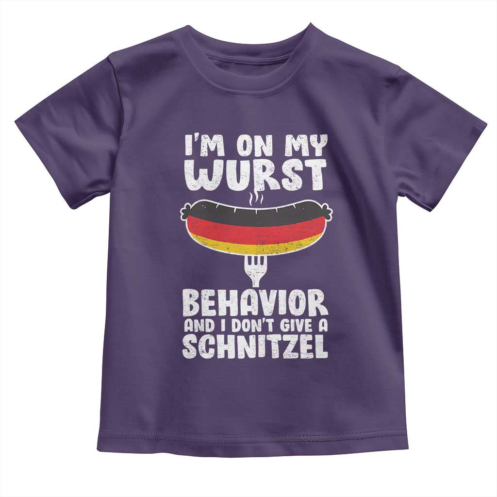 Oktoberfest On My Wurst Behavior Toddler T Shirt Dont Give Schnitzel Funny German TS10 Purple Print Your Wear