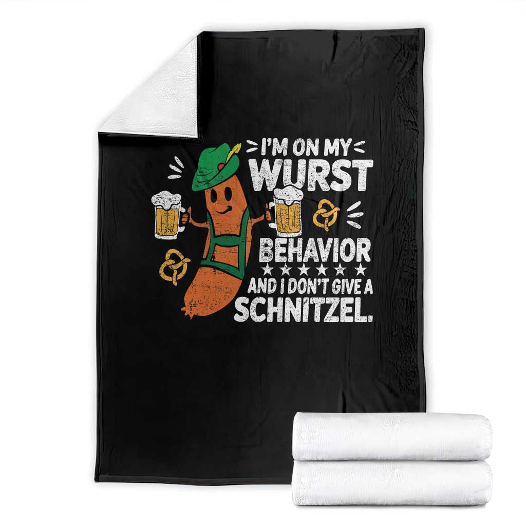Funny Oktoberfest Throw Blanket On My Wurst Behavior Sarcastic German TS10 Black Print Your Wear