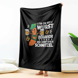 Funny Oktoberfest Throw Blanket On My Wurst Behavior Sarcastic German TS10 Print Your Wear