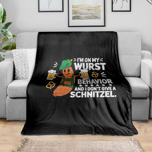 Funny Oktoberfest Throw Blanket On My Wurst Behavior Sarcastic German TS10 Print Your Wear