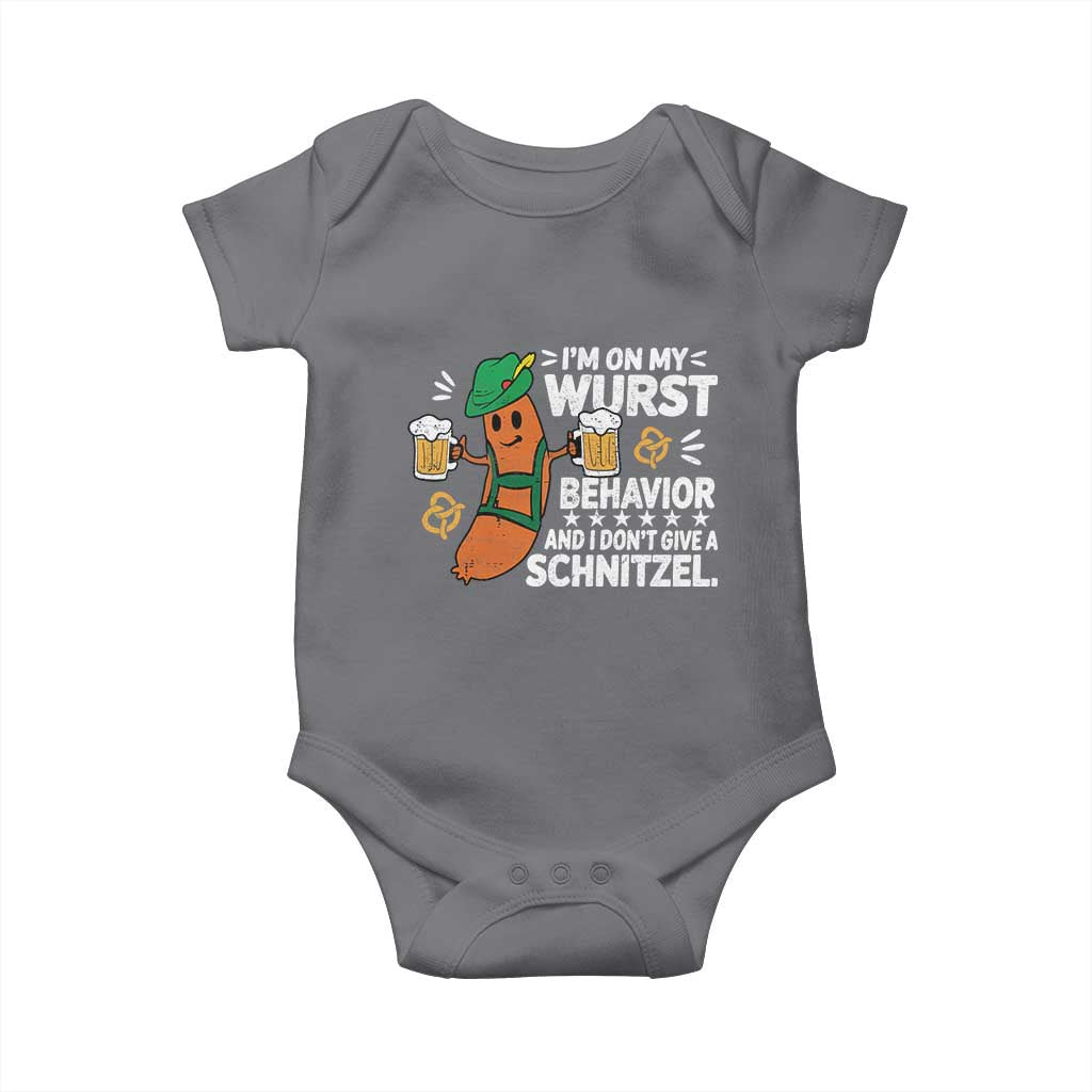 Funny Oktoberfest Baby Onesie On My Wurst Behavior Sarcastic German TS10 Charcoal Print Your Wear