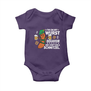 Funny Oktoberfest Baby Onesie On My Wurst Behavior Sarcastic German TS10 Purple Print Your Wear