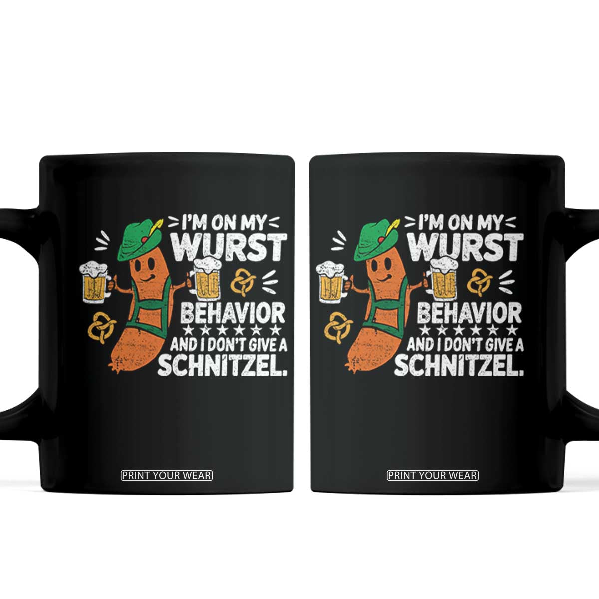 Funny Oktoberfest Coffee Mug On My Wurst Behavior Sarcastic German TS10 Black Print Your Wear