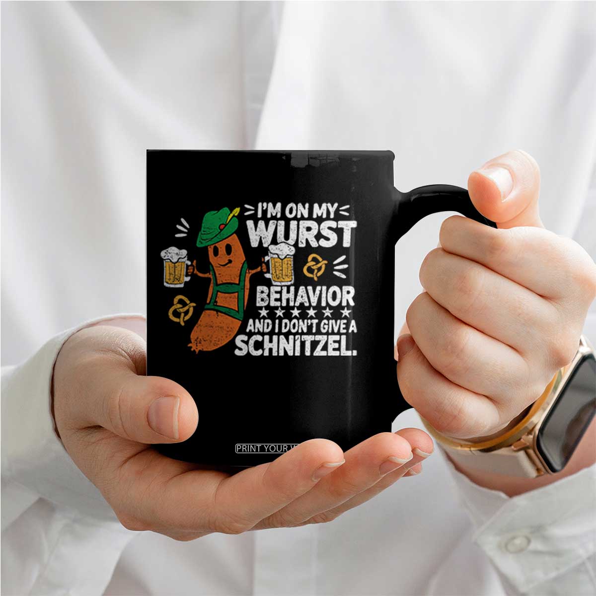 Funny Oktoberfest Coffee Mug On My Wurst Behavior Sarcastic German TS10 Print Your Wear