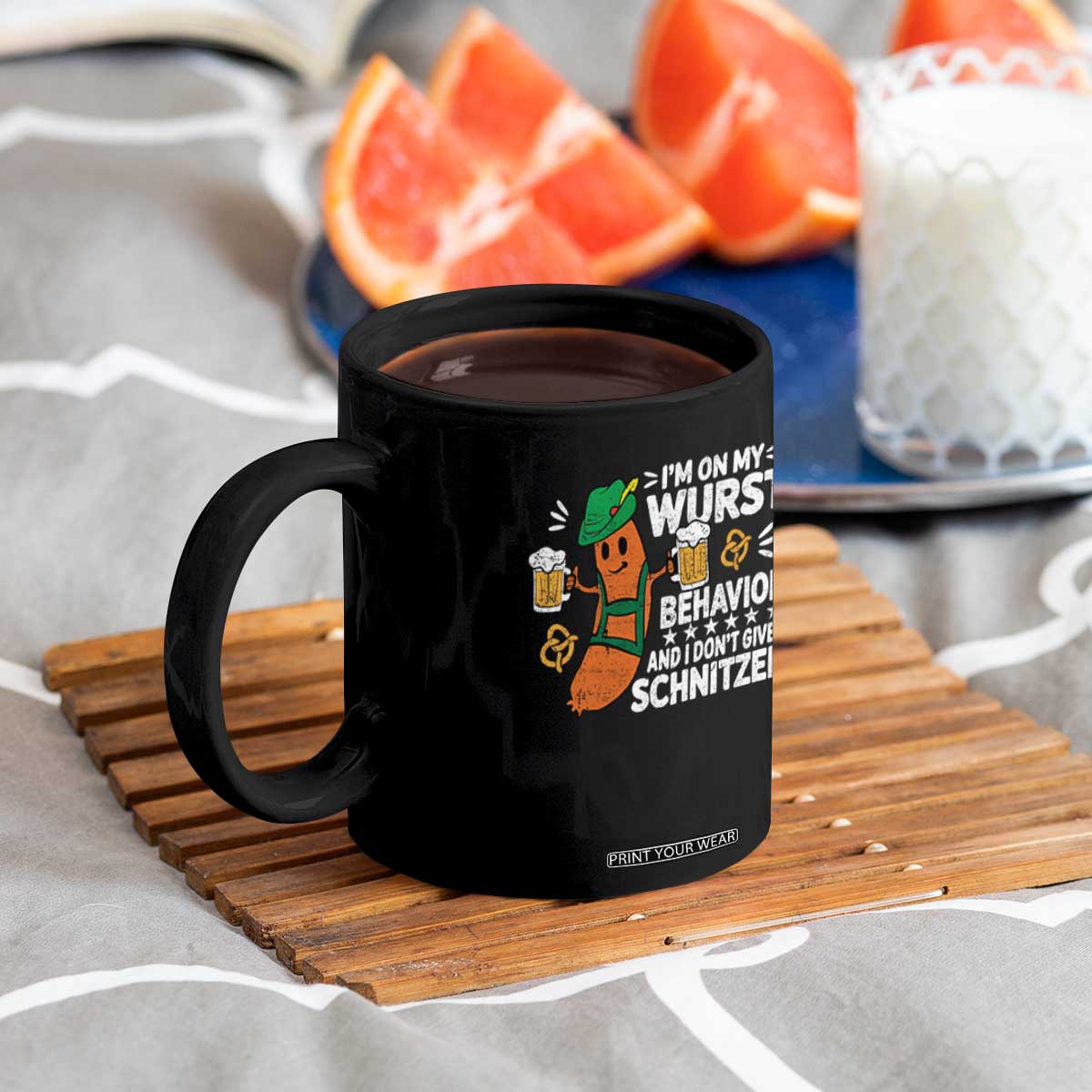 Funny Oktoberfest Coffee Mug On My Wurst Behavior Sarcastic German TS10 Print Your Wear