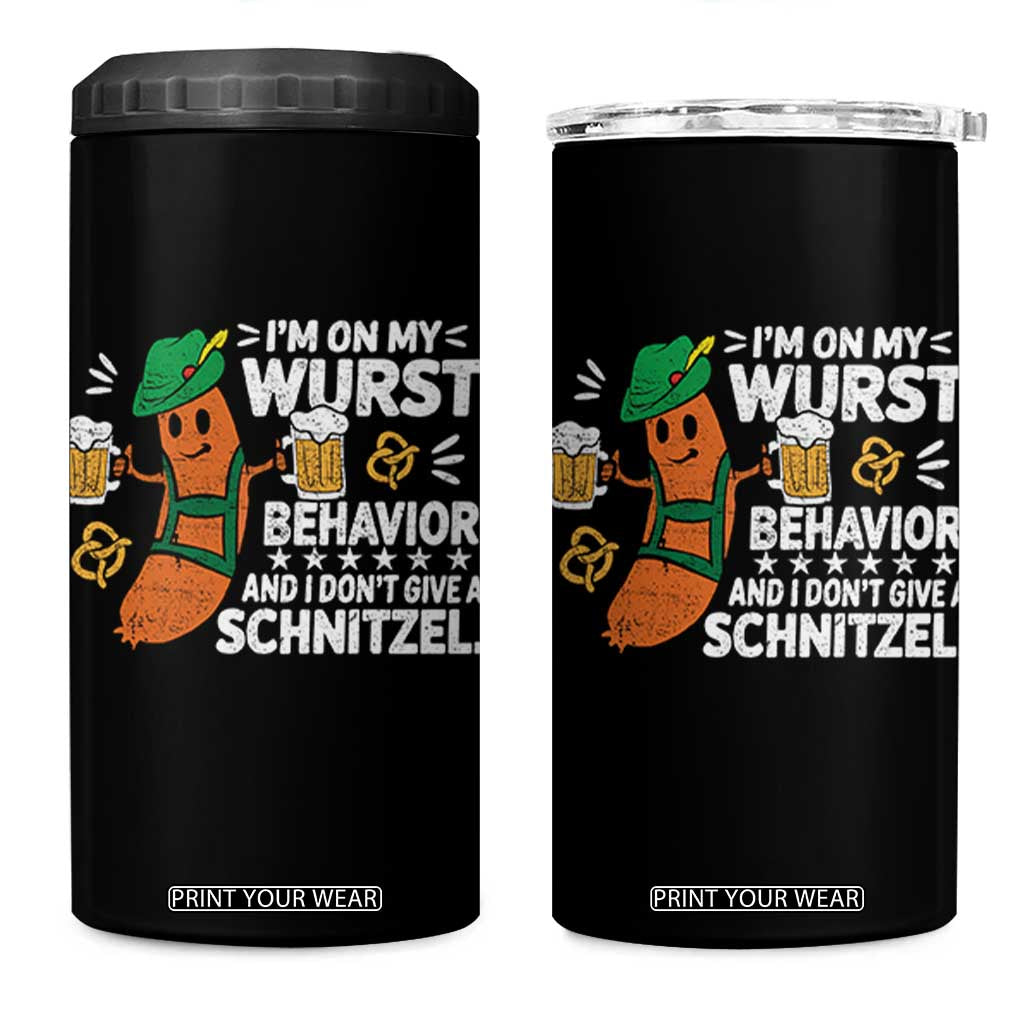 Funny Oktoberfest 4 in 1 Can Cooler Tumbler On My Wurst Behavior Sarcastic German TS10 One Size: 16 oz Black Print Your Wear