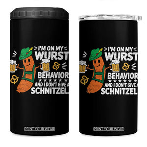 Funny Oktoberfest 4 in 1 Can Cooler Tumbler On My Wurst Behavior Sarcastic German TS10 One Size: 16 oz Black Print Your Wear