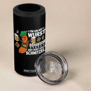 Funny Oktoberfest 4 in 1 Can Cooler Tumbler On My Wurst Behavior Sarcastic German TS10 Print Your Wear