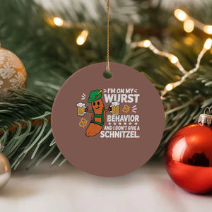 Funny Oktoberfest Ceramic Ornament On My Wurst Behavior Sarcastic German TS10 1pc Mocha Print Your Wear