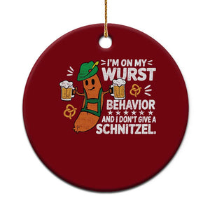 Funny Oktoberfest Ceramic Ornament On My Wurst Behavior Sarcastic German TS10 1pc Red Print Your Wear