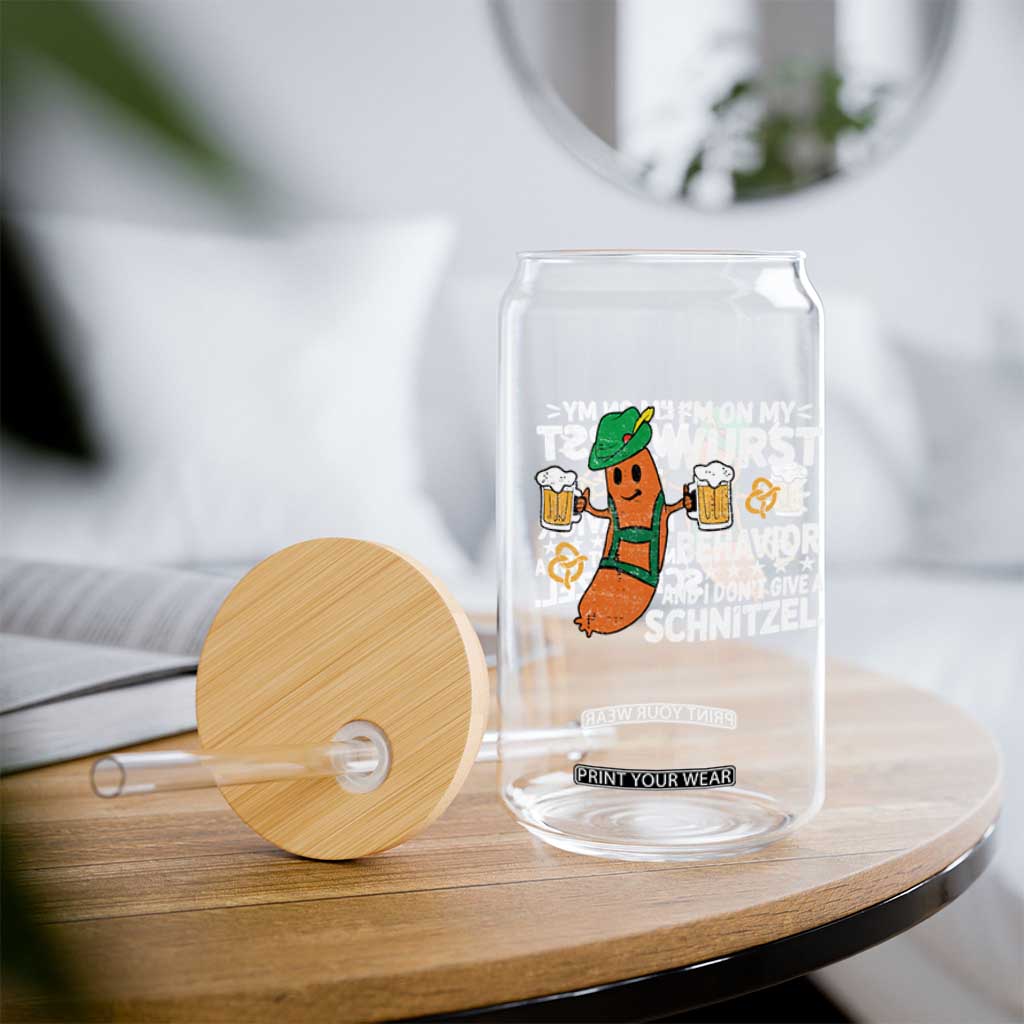 Funny Oktoberfest Glass Can On My Wurst Behavior Sarcastic German TS10 Print Your Wear
