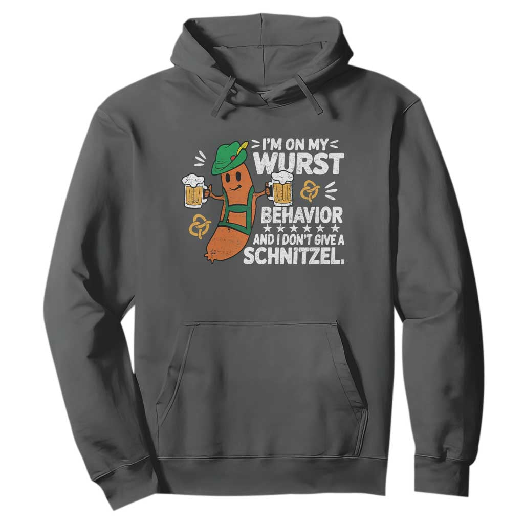 Funny Oktoberfest Hoodie On My Wurst Behavior Sarcastic German TS10 Dark Heather Print Your Wear