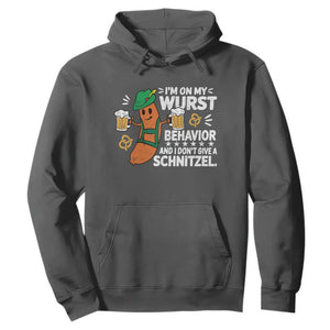 Funny Oktoberfest Hoodie On My Wurst Behavior Sarcastic German TS10 Dark Heather Print Your Wear