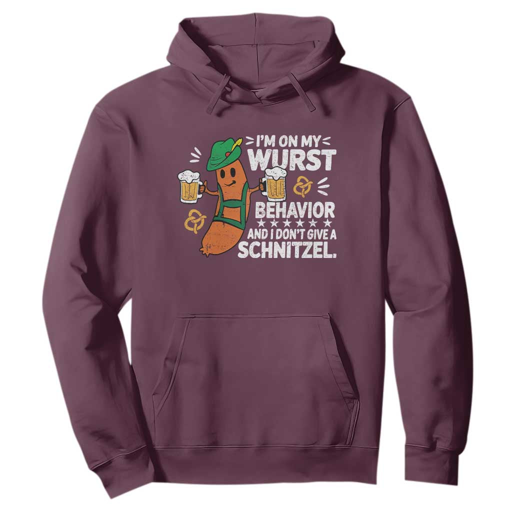Funny Oktoberfest Hoodie On My Wurst Behavior Sarcastic German TS10 Maroon Print Your Wear