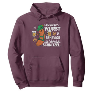 Funny Oktoberfest Hoodie On My Wurst Behavior Sarcastic German TS10 Maroon Print Your Wear