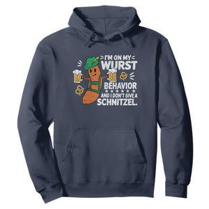 Funny Oktoberfest Hoodie On My Wurst Behavior Sarcastic German TS10 Navy Print Your Wear