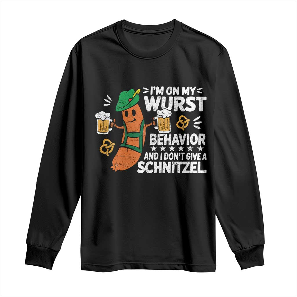Funny Oktoberfest Long Sleeve Shirt On My Wurst Behavior Sarcastic German TS10 Black Print Your Wear