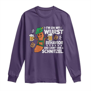 Funny Oktoberfest Long Sleeve Shirt On My Wurst Behavior Sarcastic German TS10 Purple Print Your Wear