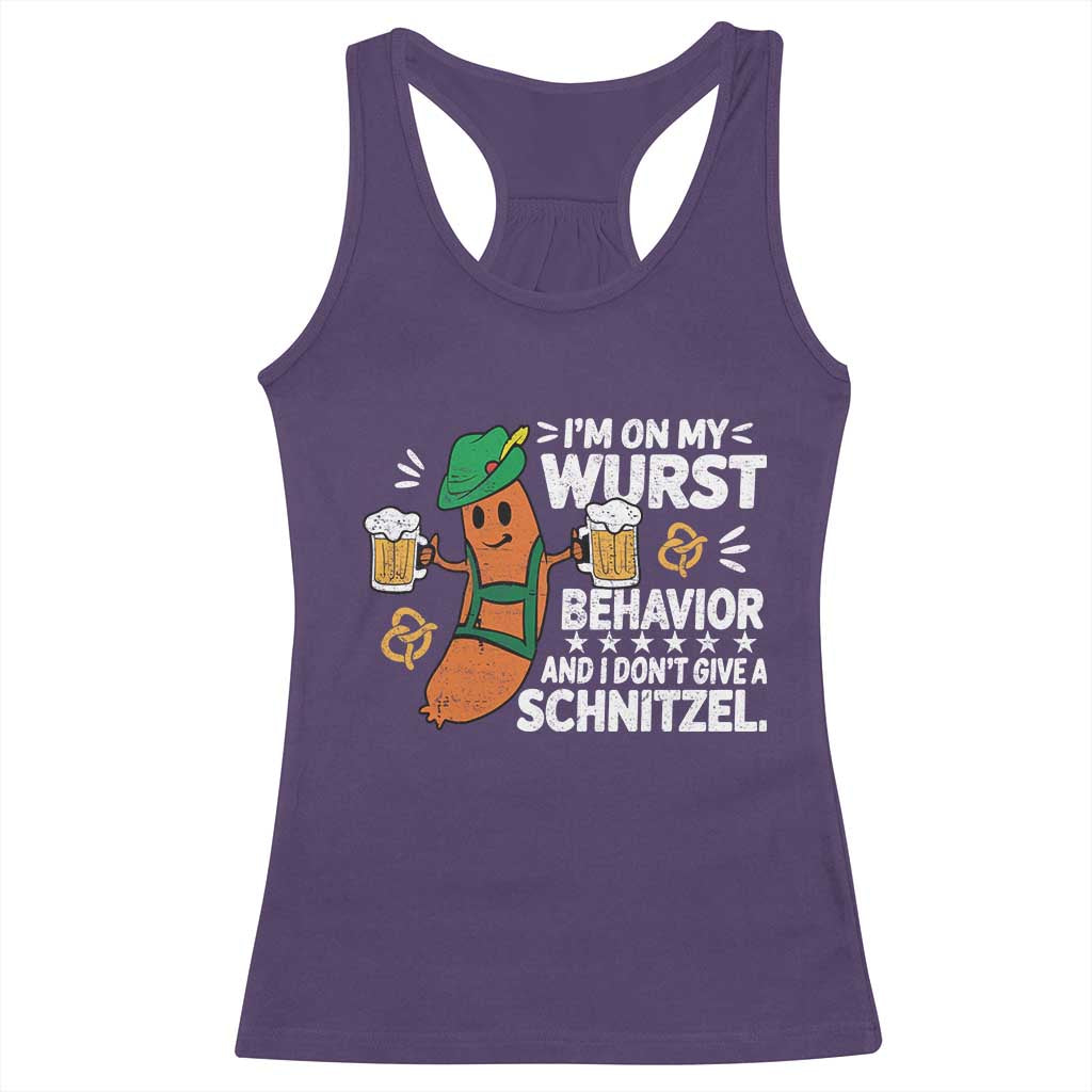 Funny Oktoberfest Racerback Tank Top On My Wurst Behavior Sarcastic German TS10 Purple Print Your Wear