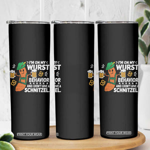 Funny Oktoberfest Skinny Tumbler On My Wurst Behavior Sarcastic German TS10 Print Your Wear