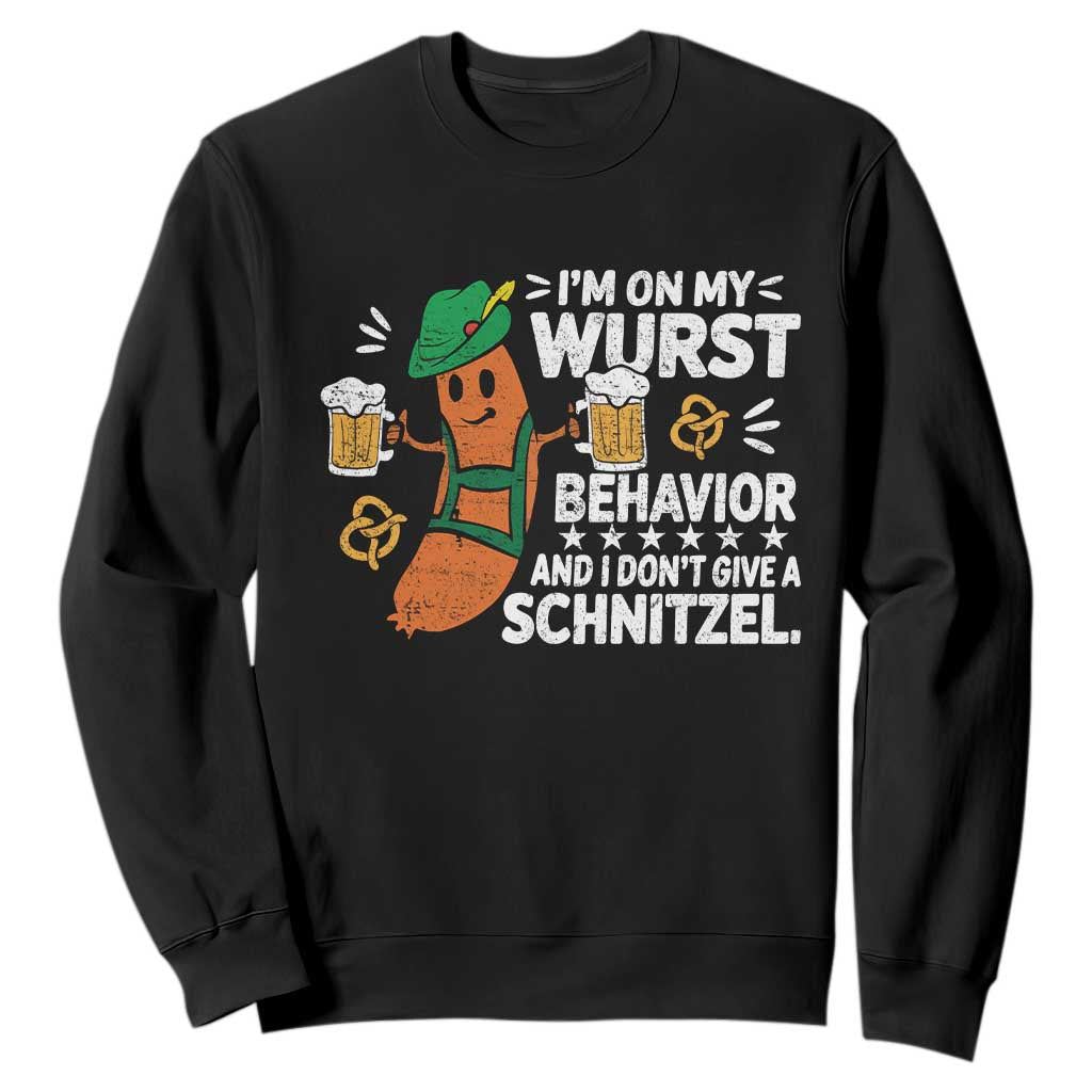 Funny Oktoberfest Sweatshirt On My Wurst Behavior Sarcastic German TS10 Black Print Your Wear