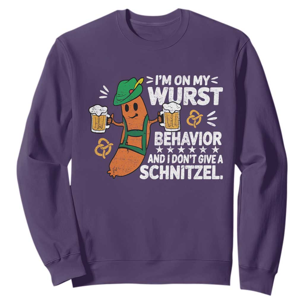 Funny Oktoberfest Sweatshirt On My Wurst Behavior Sarcastic German TS10 Purple Print Your Wear