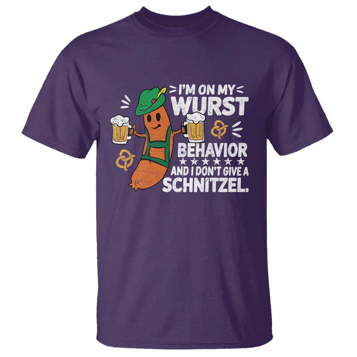 Funny Oktoberfest T Shirt On My Wurst Behavior Sarcastic German TS10 Purple Print Your Wear