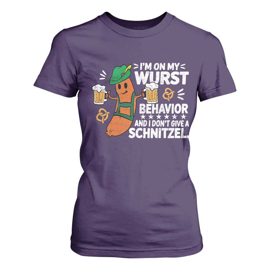 Funny Oktoberfest T Shirt For Women On My Wurst Behavior Sarcastic German TS10 Purple Print Your Wear