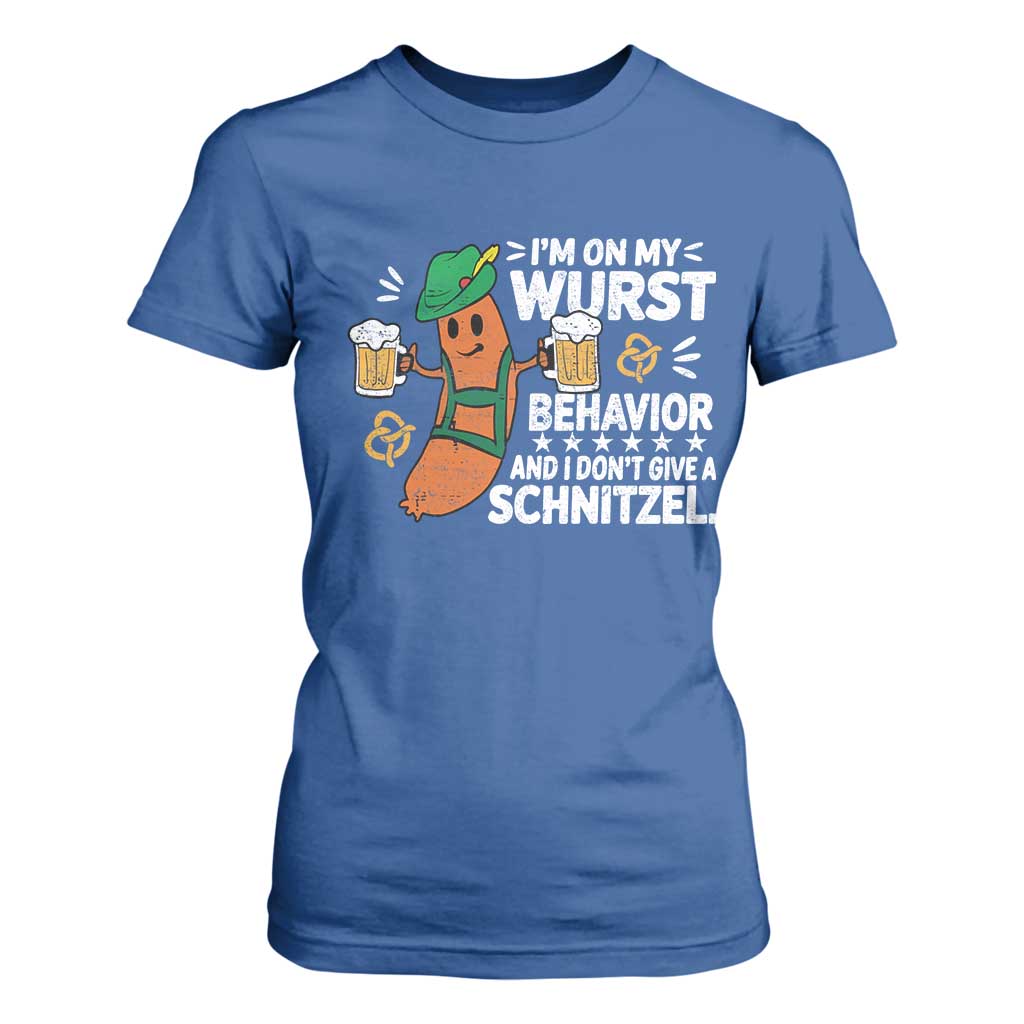 Funny Oktoberfest T Shirt For Women On My Wurst Behavior Sarcastic German TS10 Royal Blue Print Your Wear