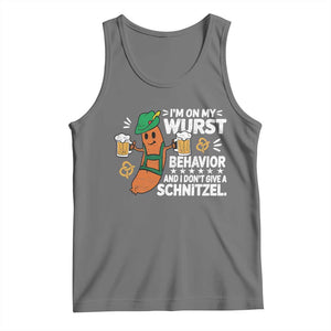 Funny Oktoberfest Tank Top On My Wurst Behavior Sarcastic German TS10 Black Heather Print Your Wear