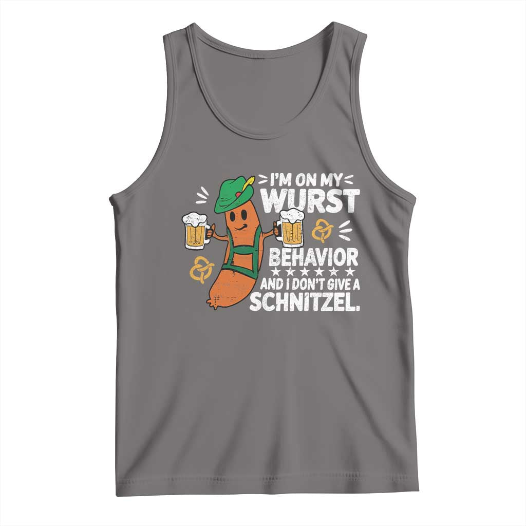 Funny Oktoberfest Tank Top On My Wurst Behavior Sarcastic German TS10 Deep Heather Print Your Wear