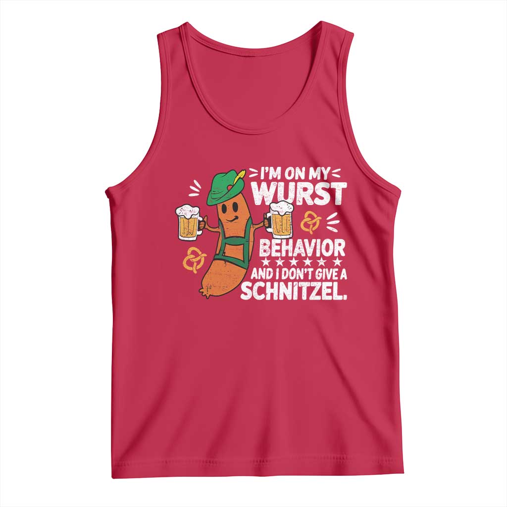 Funny Oktoberfest Tank Top On My Wurst Behavior Sarcastic German TS10 Red Print Your Wear
