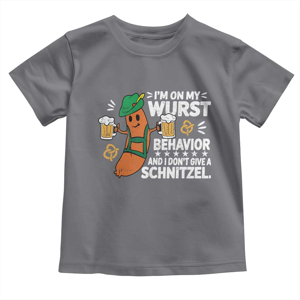 Funny Oktoberfest Toddler T Shirt On My Wurst Behavior Sarcastic German TS10 Charcoal Print Your Wear