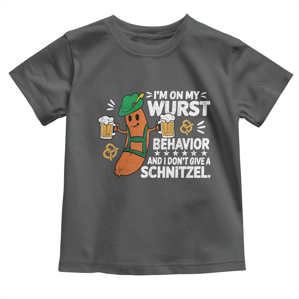 Funny Oktoberfest Toddler T Shirt On My Wurst Behavior Sarcastic German TS10 Dark Heather Print Your Wear
