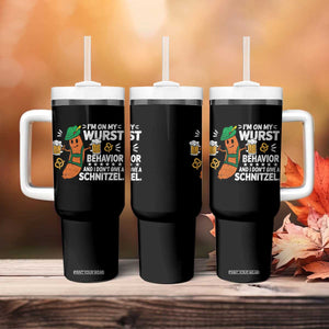 Funny Oktoberfest Tumbler With Handle On My Wurst Behavior Sarcastic German TS10 Print Your Wear