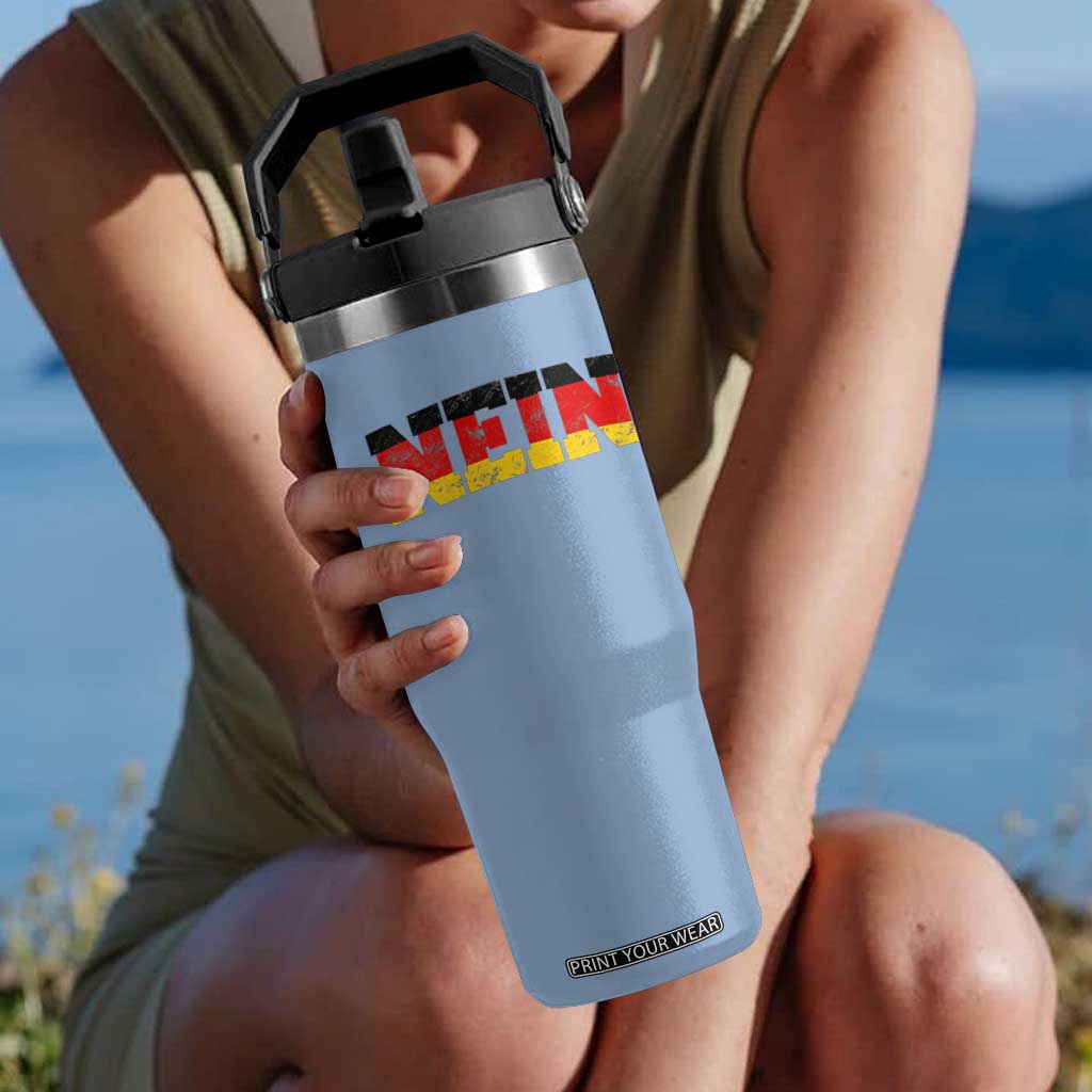 Nein Germany Flip Straw Tumbler No Saying Funny German Flag Oktoberfest TS10 One Size: 30 oz Light Blue Print Your Wear