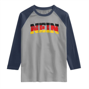 Nein Germany Raglan Shirt No Saying Funny German Flag Oktoberfest TS10 Sport Gray Navy Print Your Wear