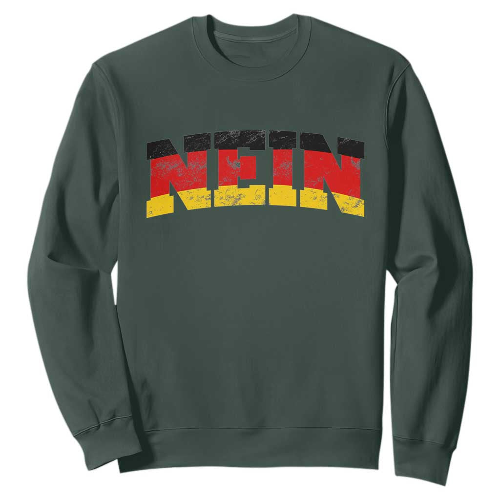 Nein Germany Sweatshirt No Saying Funny German Flag Oktoberfest TS10 Dark Forest Green Print Your Wear